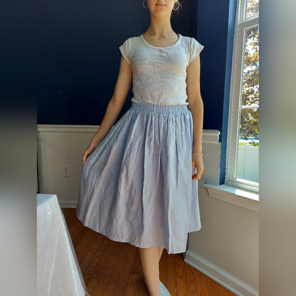 Womens blue linen skirt